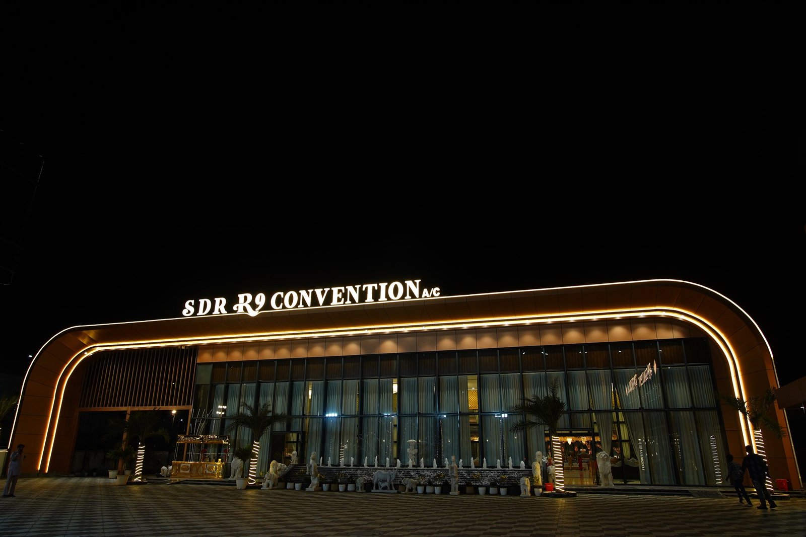 SDR R9 Convention illuminated night exterior architecture in Shamshabad, Hyderabad